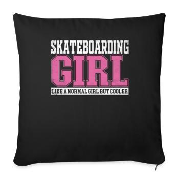 Femme Skateboard Fille Comme Une Fille Normale Mais - Housse de coussin décorative 45 x 45 cm - noir - Devant