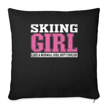 Womens Skiing Girl Like A Normal Girl But Cooler - Sofa pillowcase 17,3'' x 17,3'' (45 x 45 cm) - black - Front