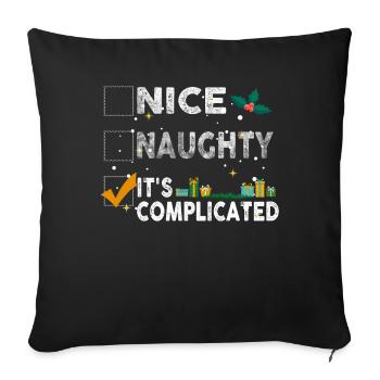 Nice Naughty C’est compliqué Liste de Noël Père Noël - Housse de coussin décorative 45 x 45 cm - noir - Devant