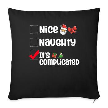 Nice Naughty C’est compliqué Liste de Noël Père Noël - Housse de coussin décorative 45 x 45 cm - noir - Devant