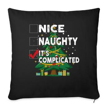 Nice Naughty C’est compliqué Liste de Noël Père Noël - Housse de coussin décorative 45 x 45 cm - noir - Devant
