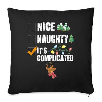 Nice Naughty C’est compliqué Liste de Noël Père Noël - Housse de coussin décorative 45 x 45 cm - noir - Devant