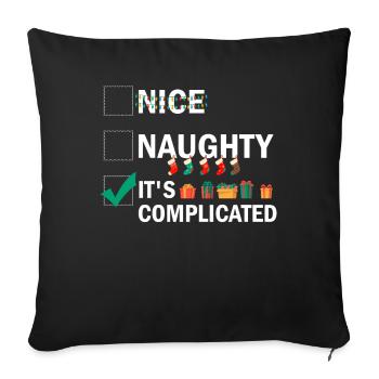 Nice Naughty C’est compliqué Liste de Noël Père Noël - Housse de coussin décorative 45 x 45 cm - noir - Devant