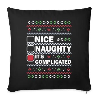 Nice Naughty C’est compliqué Liste de Noël Père Noël - Housse de coussin décorative 45 x 45 cm - noir - Devant