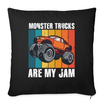 Les Monster Trucks sont ma jam vintage rétro - Housse de coussin décorative 45 x 45 cm - noir - Devant