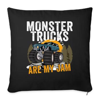 Monster Trucks Are My Jam Vintage Retro - Sofa pillowcase 17,3'' x 17,3'' (45 x 45 cm) - black - Front