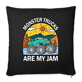 Les Monster Trucks sont ma jam vintage rétro - Housse de coussin décorative 45 x 45 cm - noir - Devant