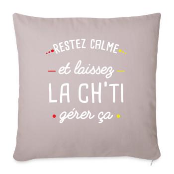 Idée Cadeau Ch-ti Citation Région Nord Chti Humour - Housse de coussin décorative 45 x 45 cm - taupe clair - Devant