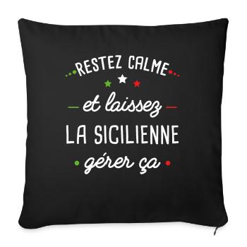 Sicile Humour pays Italie, drapeau italien, Couple - Housse de coussin décorative 45 x 45 cm - noir - Devant