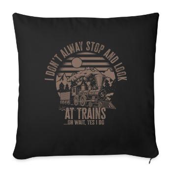 Je ne m’arrête pas toujours de regarder les trains Oh attendez - Housse de coussin décorative 45 x 45 cm - noir - Devant