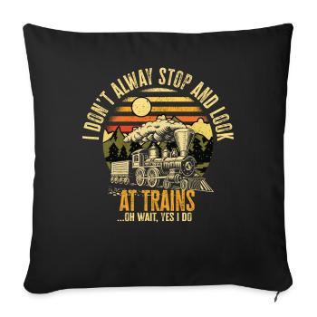 Je ne m’arrête pas toujours de regarder les trains Oh attendez - Housse de coussin décorative 45 x 45 cm - noir - Devant