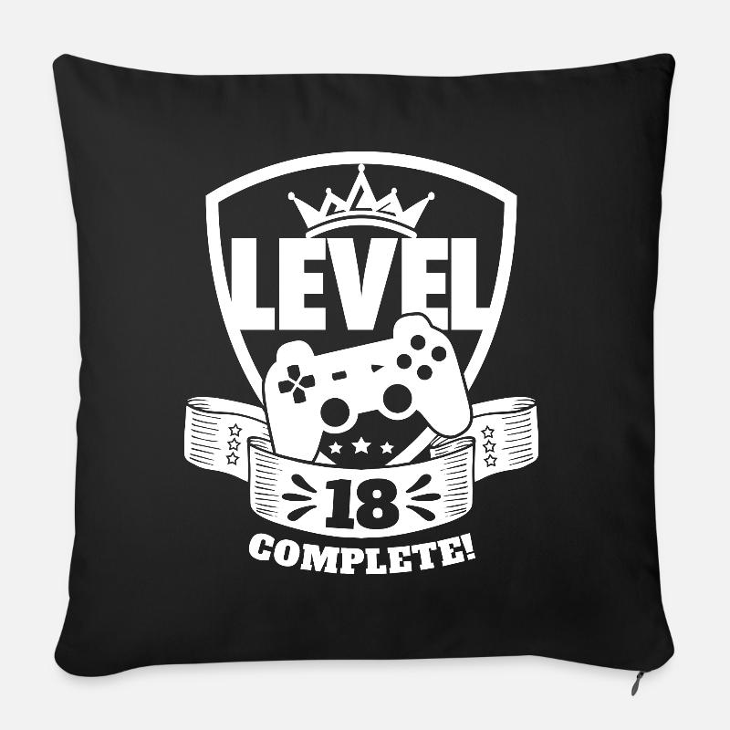 Level 18 Complete Birthday Gift 18 Years - Sofa pillowcase 17,3'' x 17,3'' (45 x 45 cm) - black