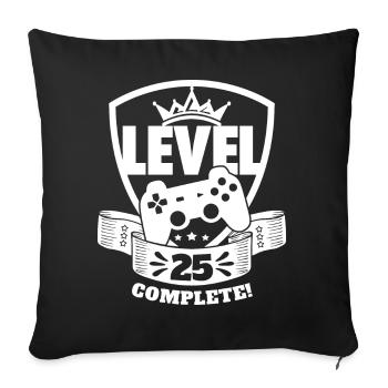 Niveau 25 Cadeau d’anniversaire complet 25 ans - Housse de coussin décorative 45 x 45 cm - noir - Devant