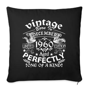 December 1960 | birthday 1960 Vintage December - Housse de coussin décorative 45 x 45 cm - noir - Devant