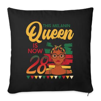 This melanin queen is now 28, 28 years old. - Sofa pillowcase 17,3'' x 17,3'' (45 x 45 cm) - black - Front