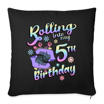 Rolling Into My 5th Birthday Quad Skater - Sofakissenbezug 45 x 45 cm - Schwarz - Vorne