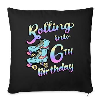 Rolling Into 6. Geburtstag Quad Skater - Sofakissenbezug 45 x 45 cm - Schwarz - Vorne