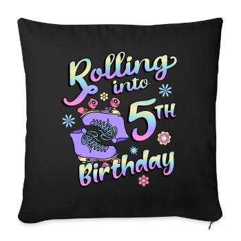 Rolling Into 5th Birthday Quad Skater Rollschuhe - Sofakissenbezug 45 x 45 cm - Schwarz - Vorne