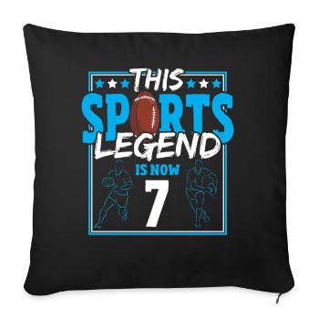 Cette légende sportive a maintenant 7 ans, le rugby à XV 7. - Housse de coussin décorative 45 x 45 cm - noir - Devant
