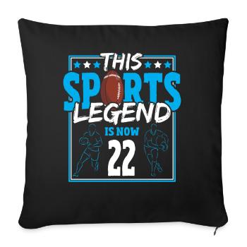 Cette légende du sport a maintenant 22 ans, le rugby à XV 22. - Housse de coussin décorative 45 x 45 cm - noir - Devant