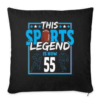Cette légende sportive a maintenant 55 ans, le rugby à XV 55. - Housse de coussin décorative 45 x 45 cm - noir - Devant