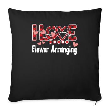 J'aime l'arrangement floral pour les filles - Housse de coussin décorative 45 x 45 cm - noir - Devant