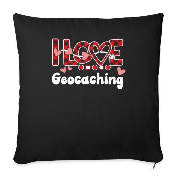 J'aime le géocaching Les filles géocaching - Housse de coussin décorative 45 x 45 cm - noir - Devant