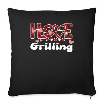 J'aime griller les filles griller - Housse de coussin décorative 45 x 45 cm - noir - Devant