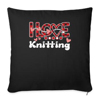 J'aime tricoter les filles tricoter - Housse de coussin décorative 45 x 45 cm - noir - Devant
