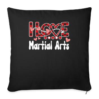 J'aime les arts martiaux filles arts martiaux - Housse de coussin décorative 45 x 45 cm - noir - Devant
