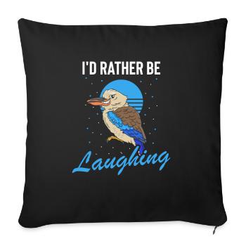 Kookaburra Design and Laughing Bird - Sofa pillowcase 17,3'' x 17,3'' (45 x 45 cm) - black - Front