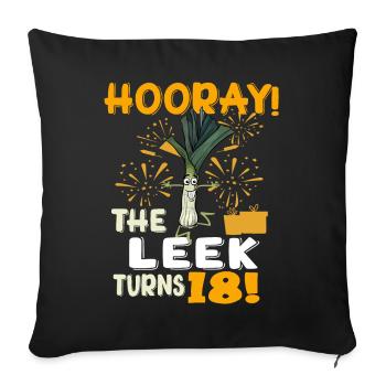 Adulte 18ème jour Hourra Le poireau a 18 ans - Housse de coussin décorative 45 x 45 cm - noir - Devant