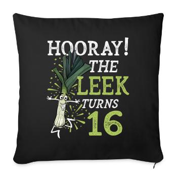 16ème jour BHooray Le poireau a 16 ans - Housse de coussin décorative 45 x 45 cm - noir - Devant
