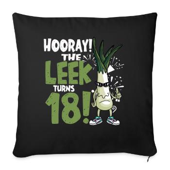 Adulte 18ème jour Hourra Le poireau a 18 ans - Housse de coussin décorative 45 x 45 cm - noir - Devant