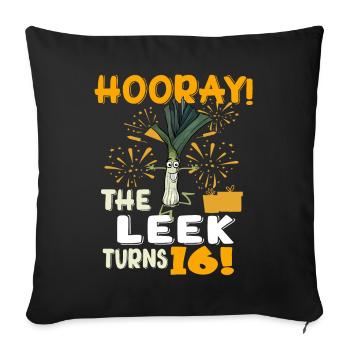 16ème jour BHooray Le poireau a 16 ans - Housse de coussin décorative 45 x 45 cm - noir - Devant