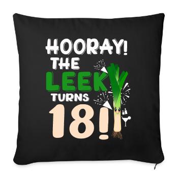 Adulte 18ème jour Hourra Le poireau a 18 ans - Housse de coussin décorative 45 x 45 cm - noir - Devant