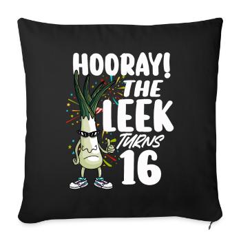 16ème jour BHooray Le poireau a 16 ans - Housse de coussin décorative 45 x 45 cm - noir - Devant