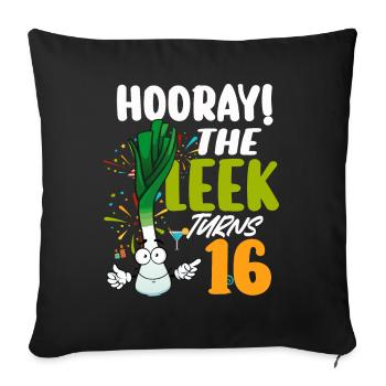 16ème jour BHooray Le poireau a 16 ans - Housse de coussin décorative 45 x 45 cm - noir - Devant