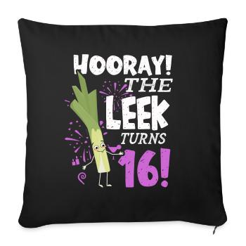 16ème jour BHooray Le poireau a 16 ans - Housse de coussin décorative 45 x 45 cm - noir - Devant