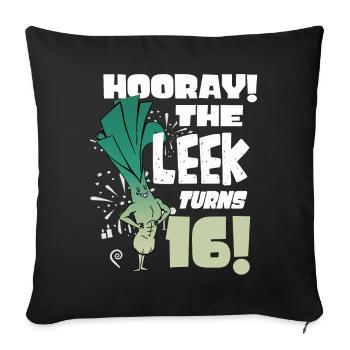 16ème jour BHooray Le poireau a 16 ans - Housse de coussin décorative 45 x 45 cm - noir - Devant