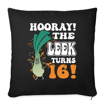 16ème jour BHooray Le poireau a 16 ans - Housse de coussin décorative 45 x 45 cm - noir - Devant