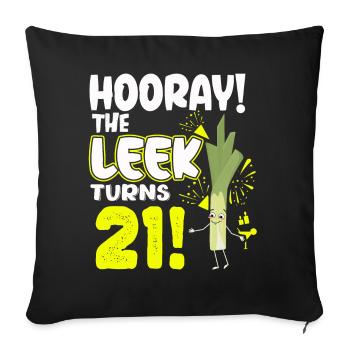 21ème jour BHooray Le poireau a 21 ans - Housse de coussin décorative 45 x 45 cm - noir - Devant