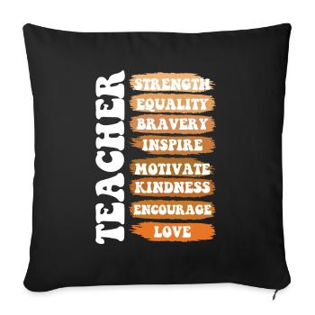 Teacher Strength Equality Pride Melanated - Sofa pillowcase 17,3'' x 17,3'' (45 x 45 cm) - black - Front