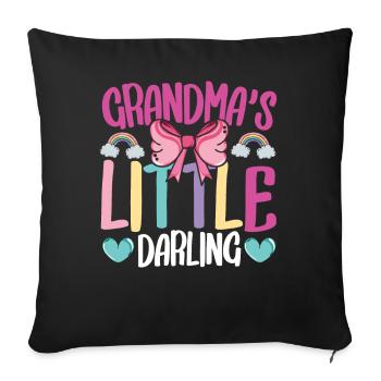 Grandma's Little Darling Kiddie Ribbon Hearts - Sofakissenbezug 45 x 45 cm - Schwarz - Vorne