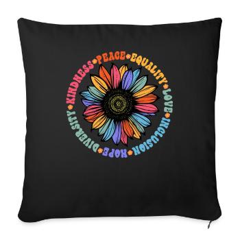 Kindness Peace Equality Love Hope - Sofa pillowcase 17,3'' x 17,3'' (45 x 45 cm) - black - Front
