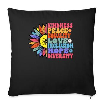 Kindness Peace Equality Love Hope - Sofa pillowcase 17,3'' x 17,3'' (45 x 45 cm) - black - Front