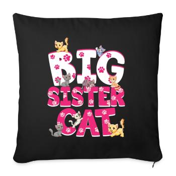 Big Sister Cat Colorful Cats Funny Siblings - Sofa pillowcase 17,3'' x 17,3'' (45 x 45 cm) - black - Front