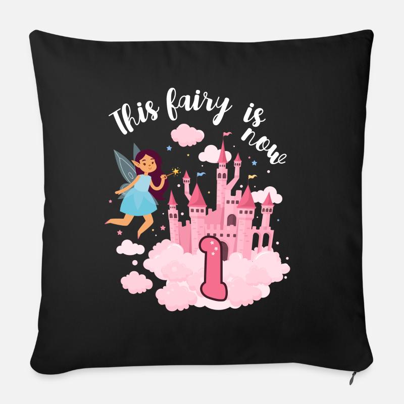 Cette fée est maintenant 1 château magique 1. - Housse de coussin décorative 45 x 45 cm - noir