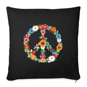 Bouquet de Signes de Paix Botanique - Housse de coussin décorative 45 x 45 cm - noir - Devant