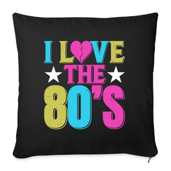 J’adore le vintage rétro des années 80 des années 1980 | Costume des années 80 - Housse de coussin décorative 45 x 45 cm - noir - Devant